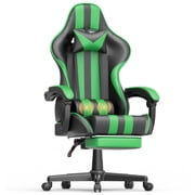SOONTRANS Green Gaming Chairs with Footrest, PC Computer Chairs for Adults, Ergonomic Office Chair with Height Adjustment,Retractable Footrest,Headrest & Massag