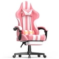 thumbnail image 1 of SOONTRANS Pink Gaming Chairs with Footrest, PC Computer Chairs for Adults, Ergonomic Office Chair with Height Adjustment,Retractable Footrest,Headrest & Massage Lumbar Support,Racing Game Gamer Chair, 1 of 8
