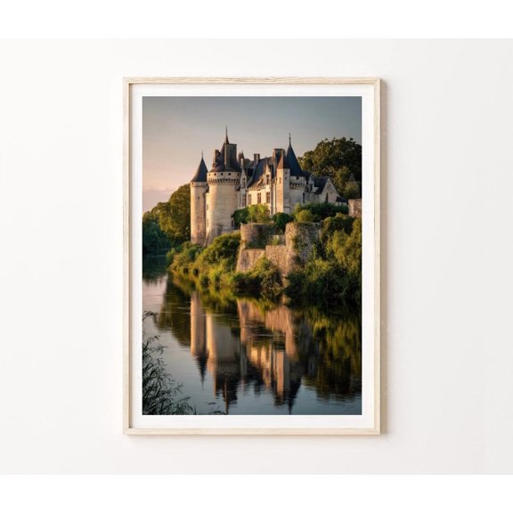 Loire Valley France Castle Reflection Wall Art Home Decor