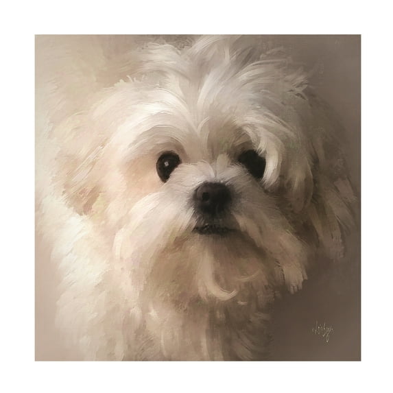Trademark Fine Art Lois Bryan Maltese Puppy Portrait Canvas Wall Art - 18x18