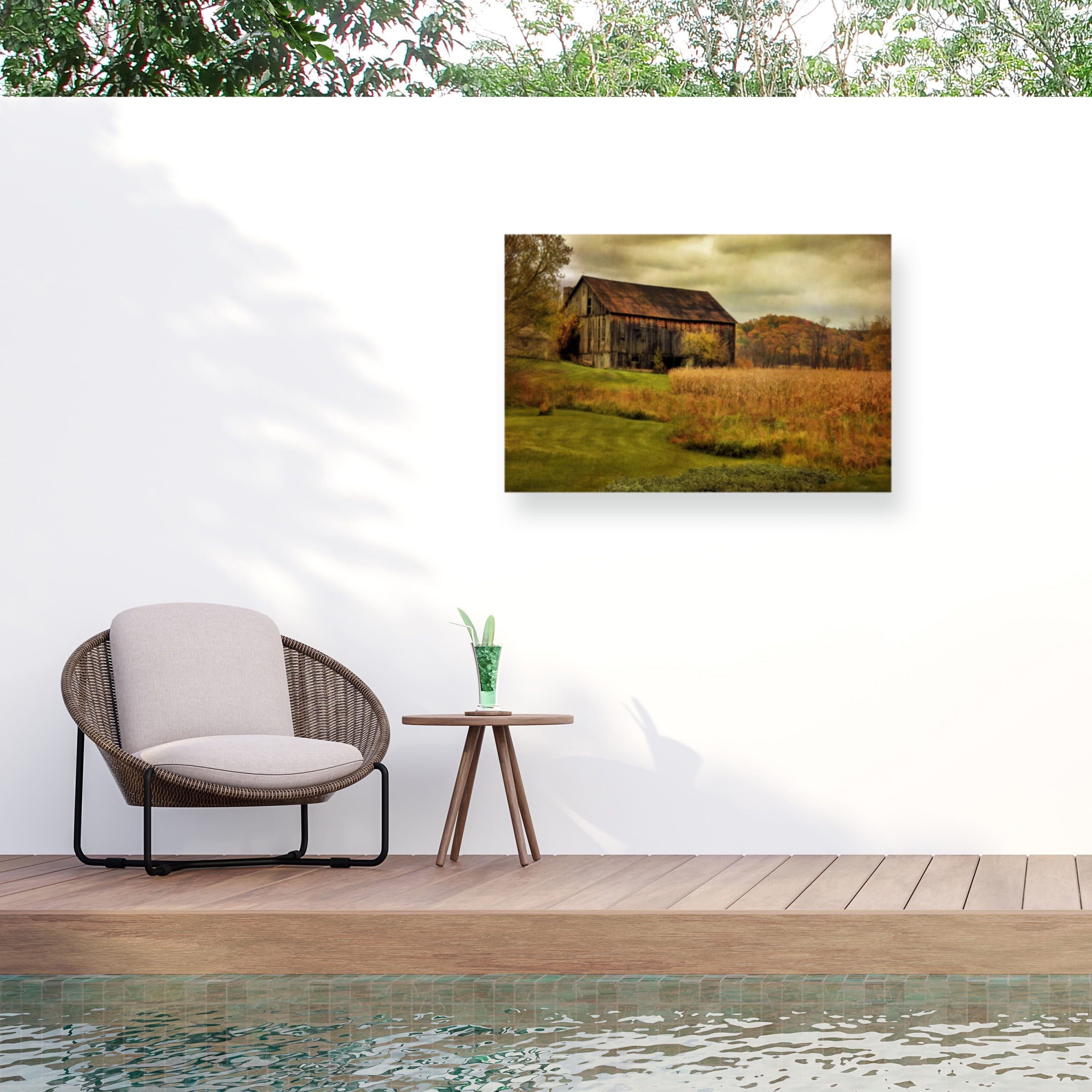 Lois Bryan 'Old Barn on Rainy Day' Outdoor Canvas 22x32