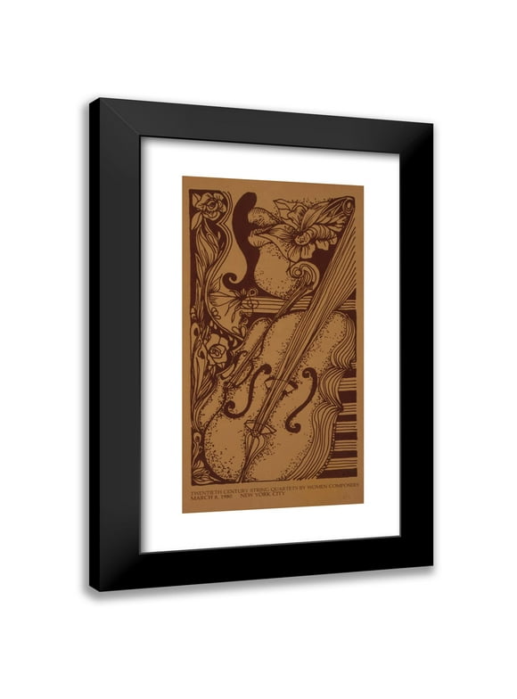 Lois Griffith 9x14 Black Modern Framed Museum Art Print Titled - Twentieth Century String Quartets by Women Composers, March 8, 1980, New York City (1980)