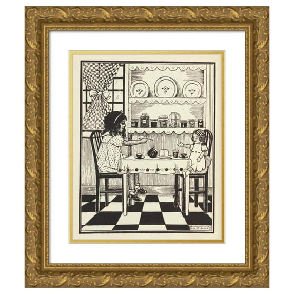 Lois Mailou Jones 12x14 Gold Ornate Wood Frame and Double Matted Museum Art Print Titled - The Picture-Poetry Book Pl18 (1935)