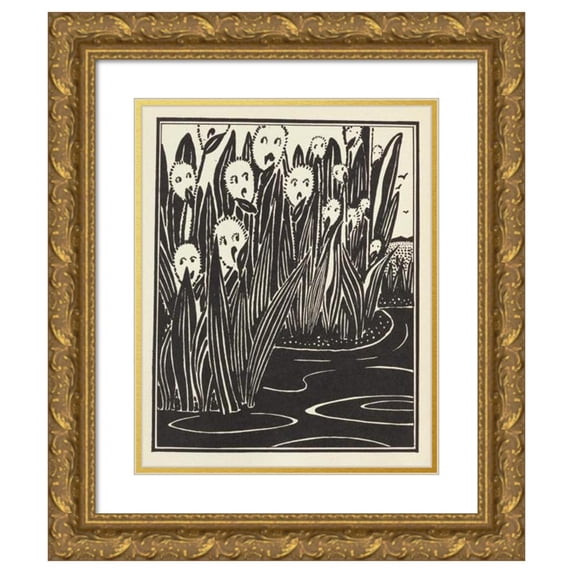 Lois Mailou Jones 12x14 Gold Ornate Wood Frame and Double Matted Museum Art Print Titled - The Picture-Poetry Book Pl21 (1935)