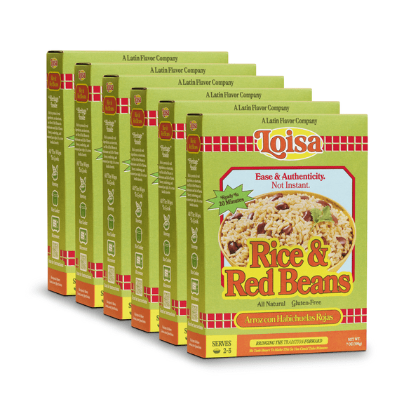 Loisa Rice & Red Beans, Premium Latin Rice & Beans, Non-GMO, No-MSG, No Artificial Flavors, No Preservatives, Organic Spices, 6-Pack