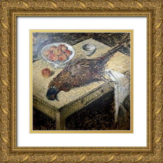 Loiseau, Gustave 26x26 Gold Ornate Wood Framed with Double Matting Museum Art Print Titled - Pheasant On a Table