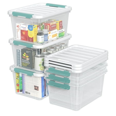 Loiycg 20 Qt Clear Storage Bin with Lid, Set of 6 Plastic Latching Container Box