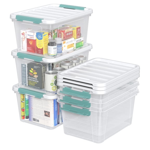 Loiycg 20 Qt Clear Storage Bin with Lid, Set of 6 Plastic Latching Container Box