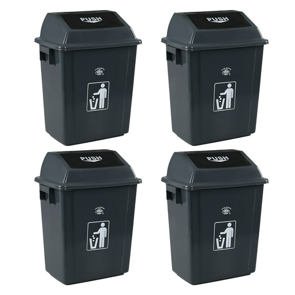 Loiycg 4-Pack 5.5 Gallon Plastic Swing Top Trash Can, Kitchen Garbage Can with Swing Lid, Gray