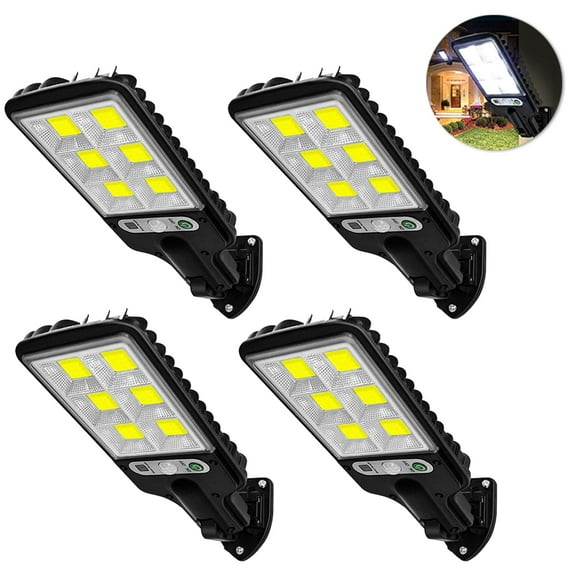 Loiyu 4 Pack Outdoor Solar Street Lights LED Motion Sensor Flood Light, Waterproof Solar Powered Security Lights Dusk to Dawn Wall Lamp for Garden, Patio, Gate, Path, Street, Yard