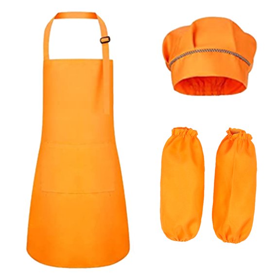 Lojalitet Kids Apron Bulk Chef Hat Set, Adjustable Children's Bib Apron,yellow