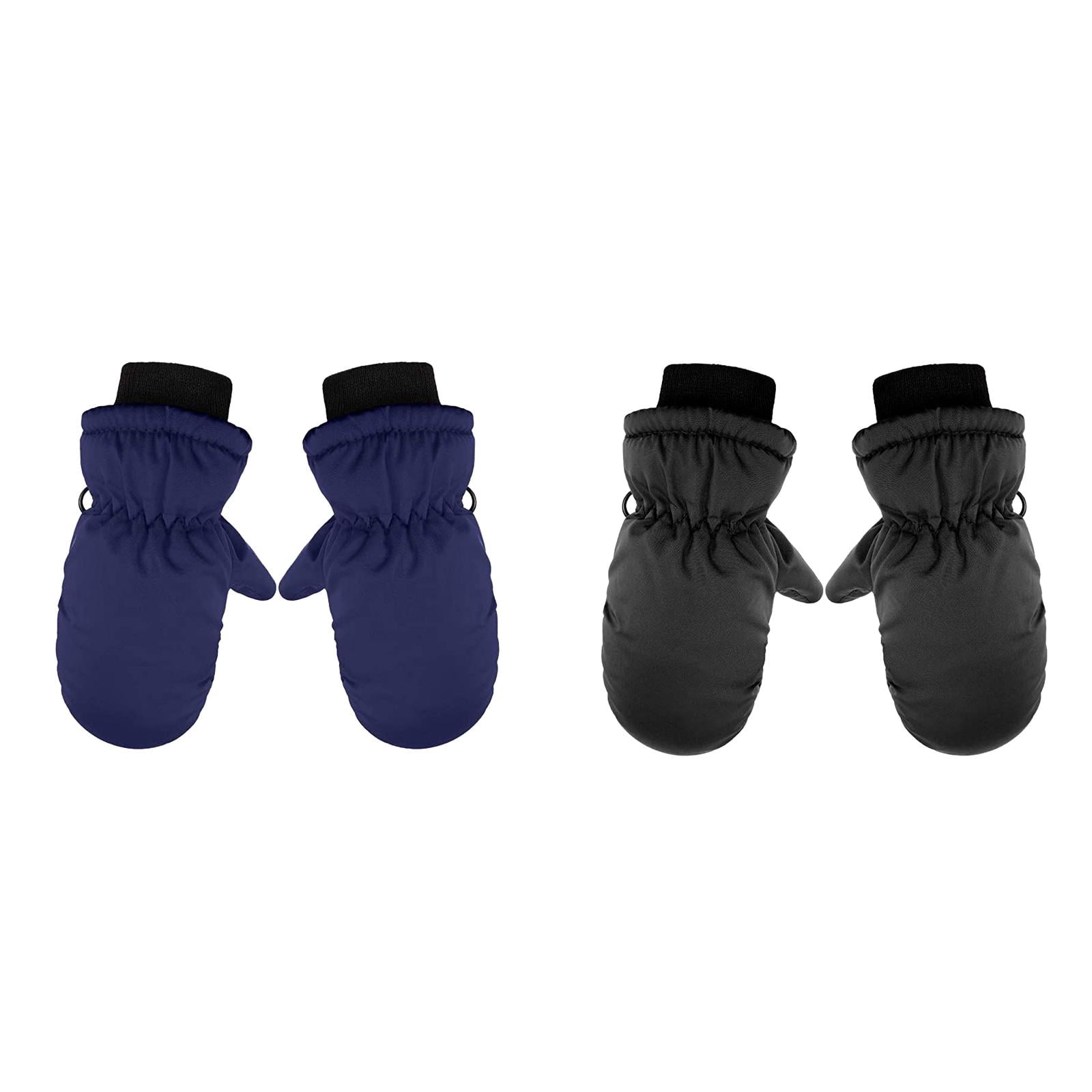 Lojoutye 2 Pack(Dark Blue 1PCS & Black 1PCS) Mittens with Strings Multipack Snow Gloves Mittens Glove Liners for Skiing Pairs 1 Warm Ski Gloves Mittens