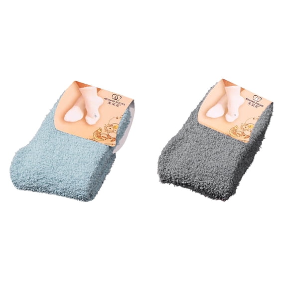 Lojoutye 2 Pack(Grey 1PCS & Blue 1PCS) Multipack Long Socks for Women Color Floor Boot Socks Men Warm Home Socks Bed Cute Socks Soft Winter Socks