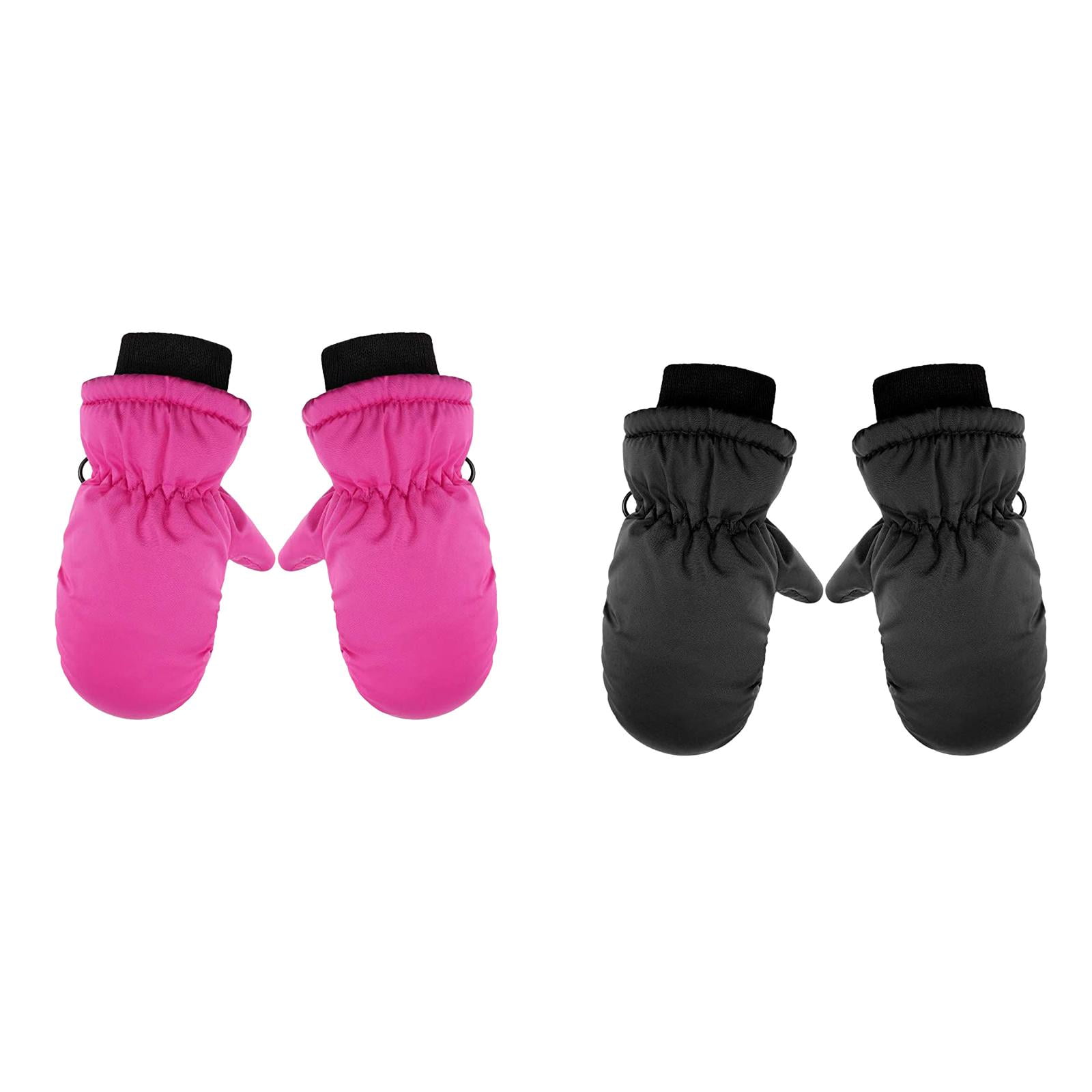 Lojoutye 2 Pack(Hot Pink 1PCS & Black 1PCS) Tactile Gloves Multipack Snow Gloves Mittens Ski Gloves for Pairs 1 Warm Ski Gloves Mittens