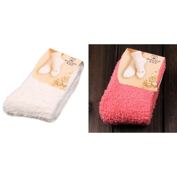 Lojoutye 2 Pack(White 1PCS & Watermelon Red 1PCS) Cotton Socks Multipack Women Color Womens Extra Large Socks Floor Warm Home Socks Bed Soft Winter Socks