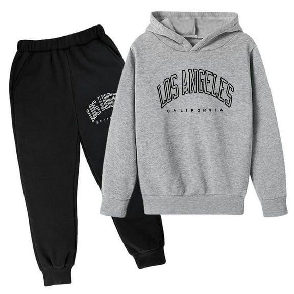 Children Kids Casual Letter Baby Girl Clothes 3-6 Months Printed Long Sleeve Hoodie Pullover Sweatshirt Tracksuit Jogger Sweatpants Unisex 2 Pc Sweatsuit Set Dark Gray 140 Polyester