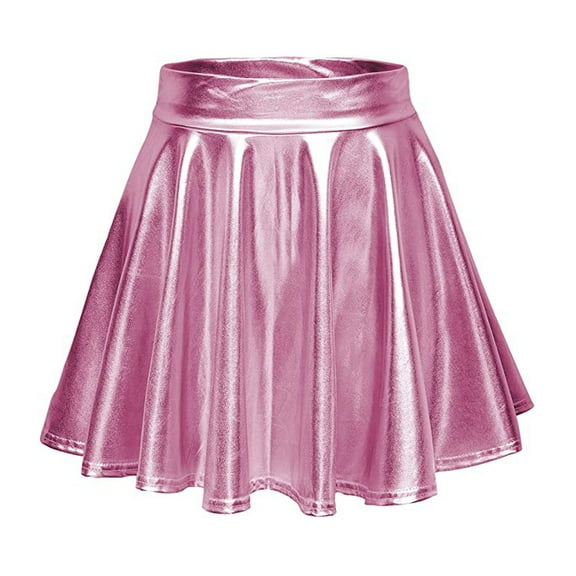 Lojoutye 2025 NEW Women's Casual Fashion Shiny Cow Print Skirt Metallic Flared Pleated A-Line Summer Skirts Mini Skirt High Slit Skirt Skirt A Line Skirt Skirts