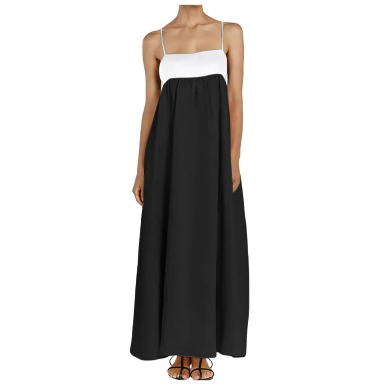 Lojoutye 2025 NEW Womens Maxi Dress Contrast Women Dresses Trim