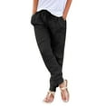 thumbnail image 1 of Lojoutye 2025 Womens Tapered Pants Drawstring Womens Business Casual Pants Plus Back Elastic Waist Pants Soft Pants for Women Casual Trousers with Pockets, 1 of 5