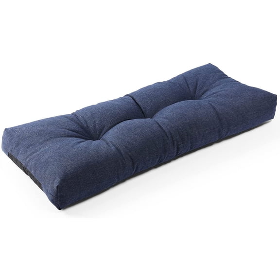 LokGrip Non Slip Tufted Memory Foam Bench Cushion, FadeShield Water Resistant Durable Thicken Outdoor/Indoor Bench Seat Pads 36x14x4 inch, Heather Indigo