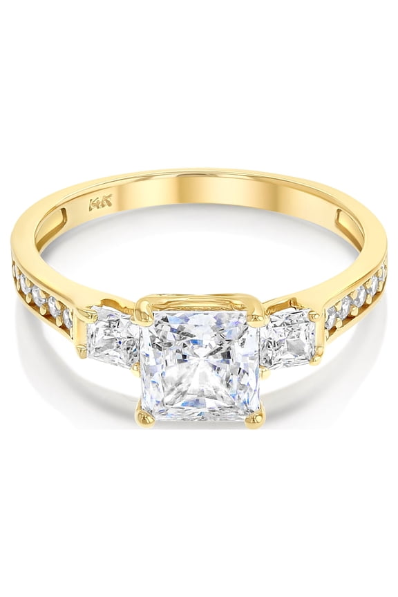 Loka Solitaire Cubic Zirconia Engagement Ring 1.5 ct 14K Yellow Gold