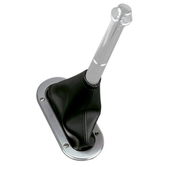 Lokar 70-BHBT Parking Brake Boot - Trans Mount - Oval Boot - Brushed Aluminum - Ring - Vinyl - Black