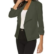 Lokdsa Women Clothing 8755 Women'S Solid Color Long Sleeve Simple Thin Women'S Small Suit Women'S Womens Tops Green