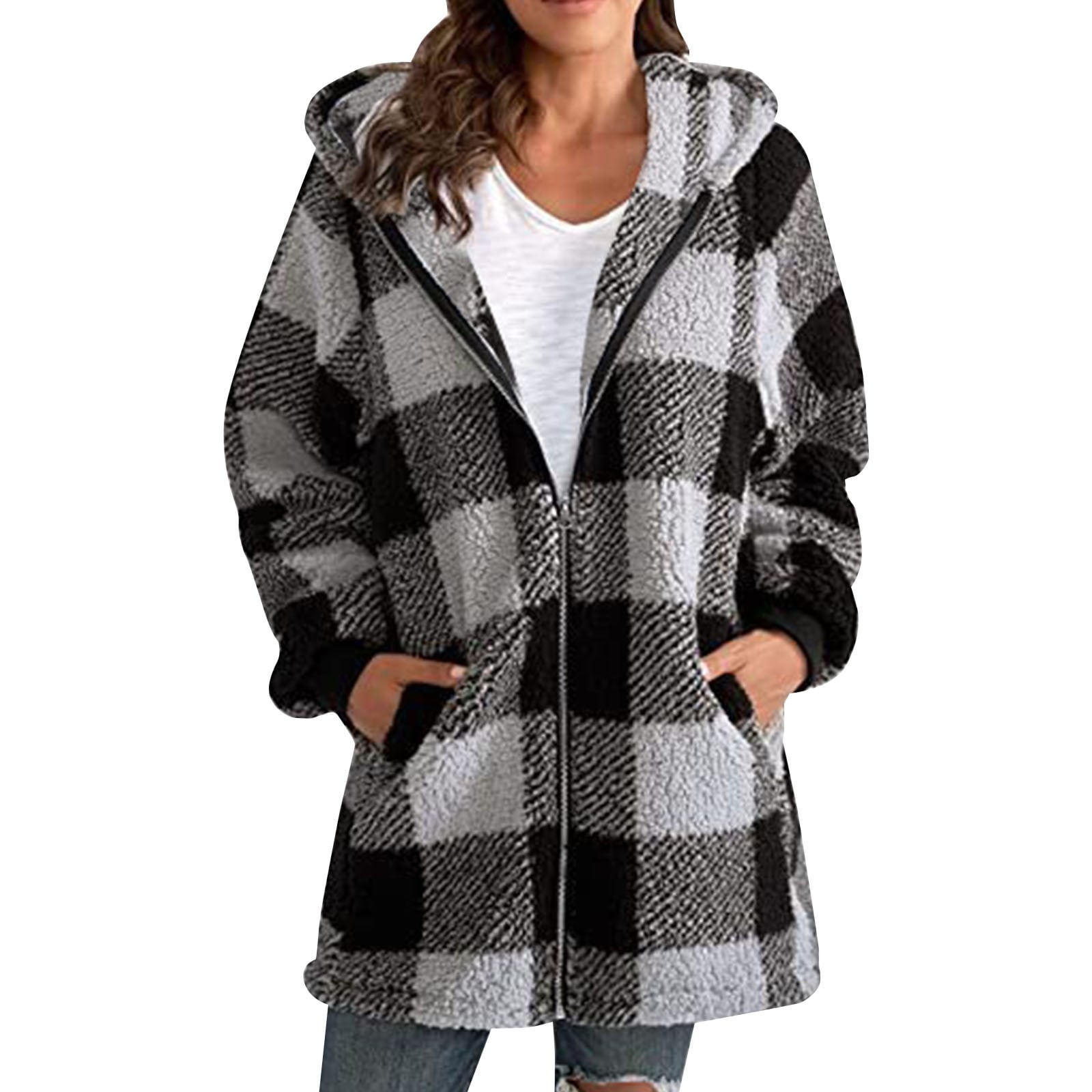 Plaid Zaful Coat Plaid Fleece Zaful Flannel Fuzzy Hot Sale Flannel