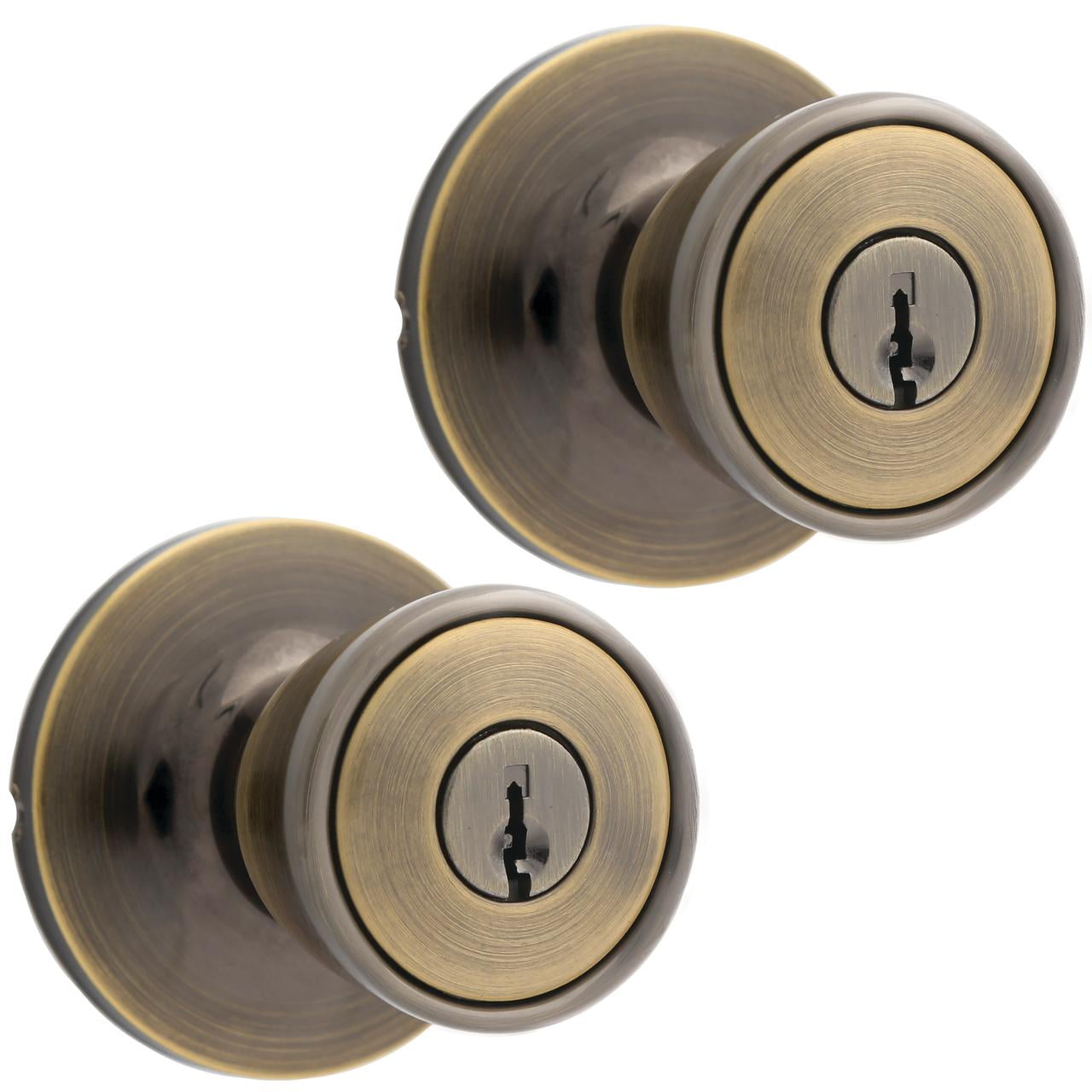 Lokhaus (2 Pack Keyed Alike Door Locks) Tulip Entry Doorknob Antique