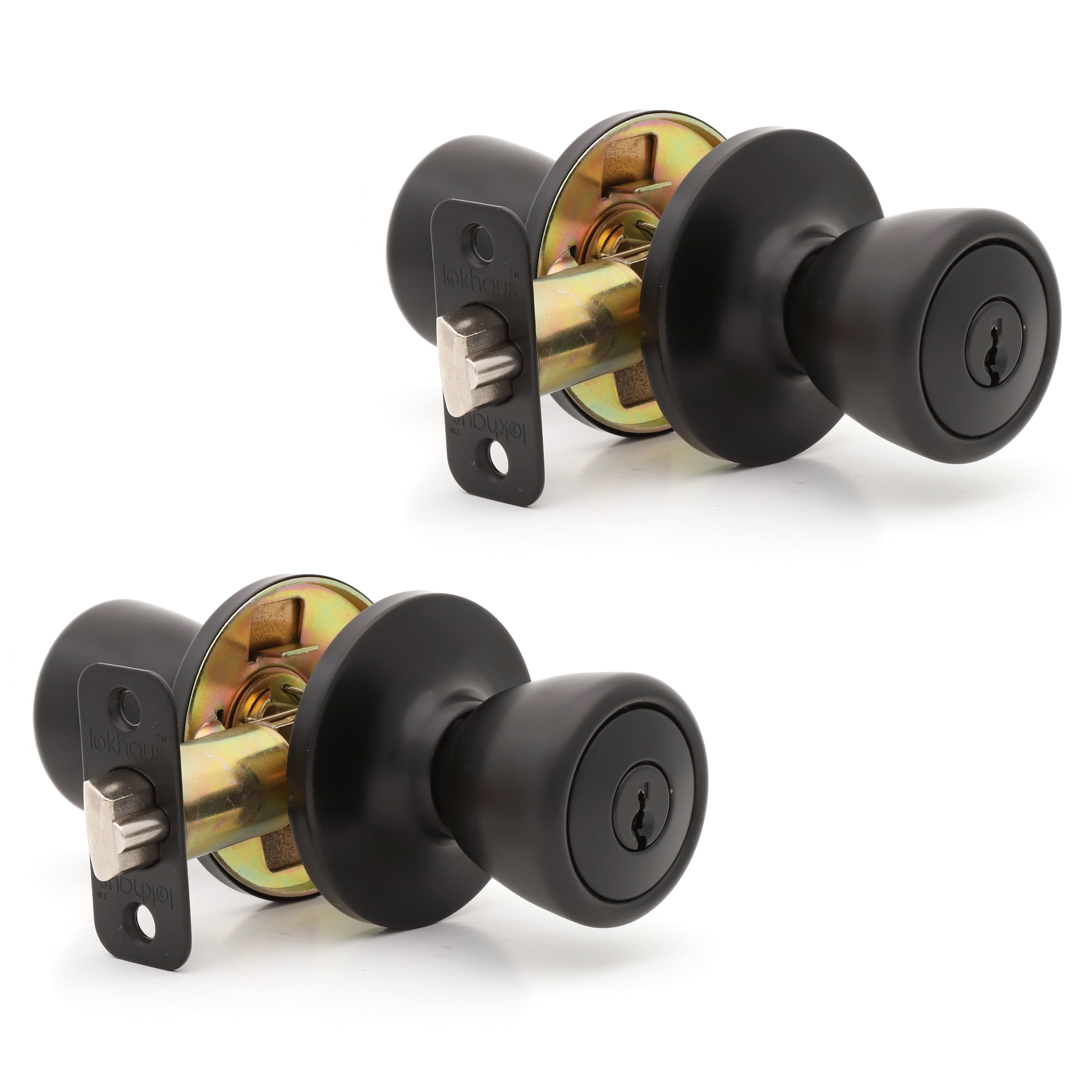 Lokhaus Keyed Entry Tulip Doorknob Matte Black 2 Count - Walmart.com