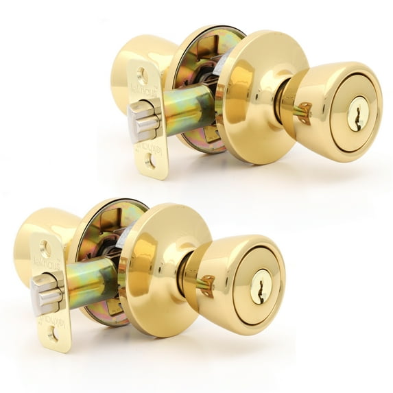 Lokhaus Keyed Entry Tulip Doorknob Polished Brass 2 Count