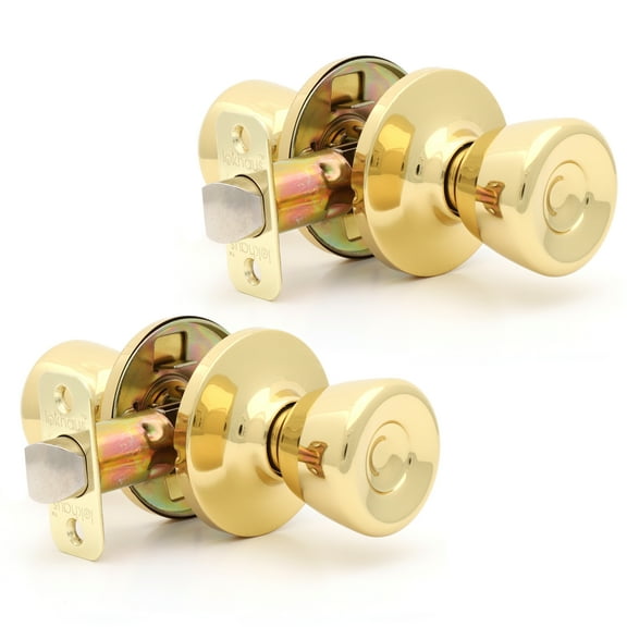 Lokhaus Passage Tulip Doorknob Polished Brass 2 Count