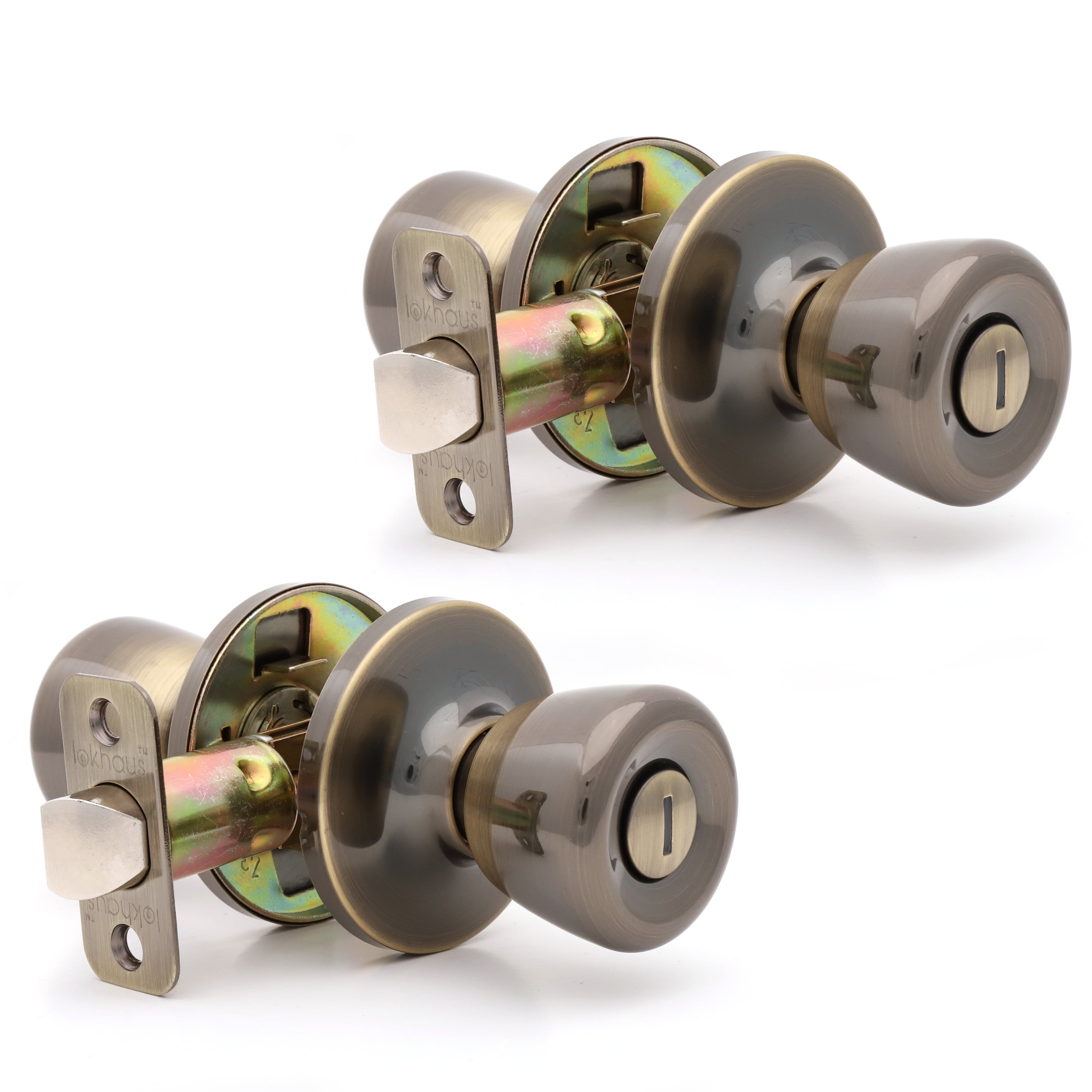 Lokhaus Privacy Tulip Doorknob Antique Brass 2 Count
