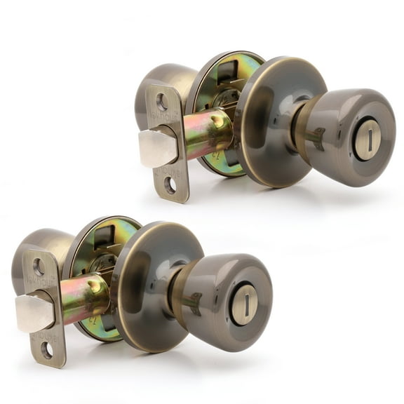 Lokhaus Privacy Tulip Doorknob Antique Brass 2 Count