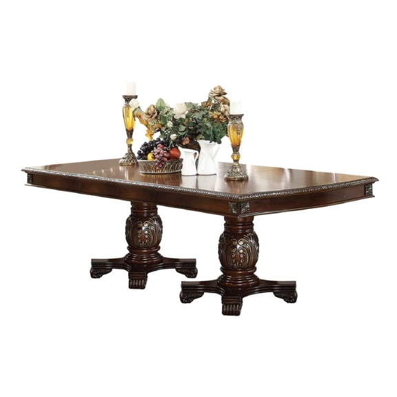 Benjara Loki 66-96" Carved Dining Table- Espresso Brown Wood- Extension Leaves