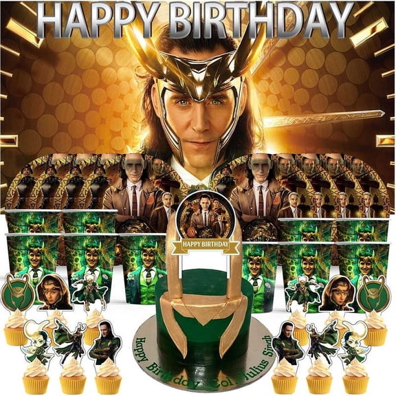 Loki Birthday Cups Party Supplies Decor Backdrop Plates Fans Decorations Banner