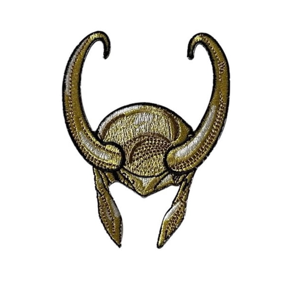 Loki Helmet 3.5 Inches Tall Embroidered Iron On Patch