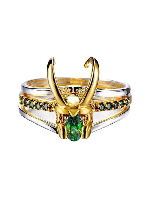 Loki Helmet Design 3 Piece Stainless Steel Band Ring Set Size 10