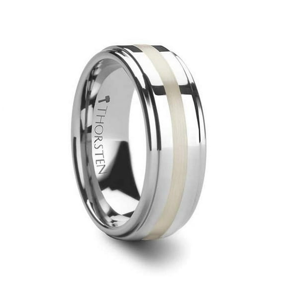 Loki Silver Inlaid Raised Center Tungsten Carbide Ring