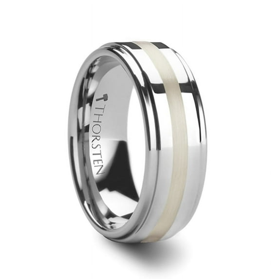 Loki Silver Inlaid Raised Center Tungsten Carbide Ring