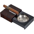Loki Sliding Ashtray with Removable Ashtray and Compartments (Burl Wood)