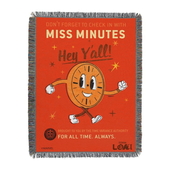 Loki Tv Miss Minutes Woven Tapestry Throw Blanket