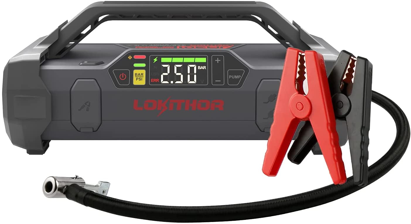 Lokithor Jump Starter 2000Amp 20000mAh 12V Car Battery Booster Pack for  Upto 8L Gas or 6L Diesel, 150 PSI Air Compressor with Damping