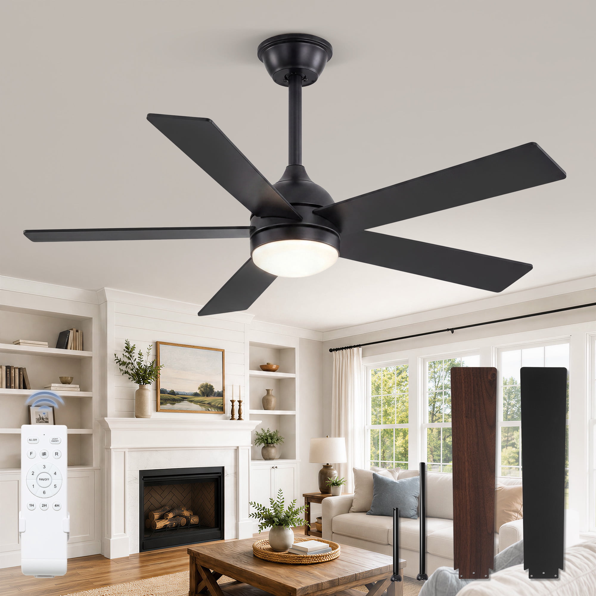 Lokivas 48in Ceiling Fan with Lights, Modern Flush Mount Ceiling Fans ...