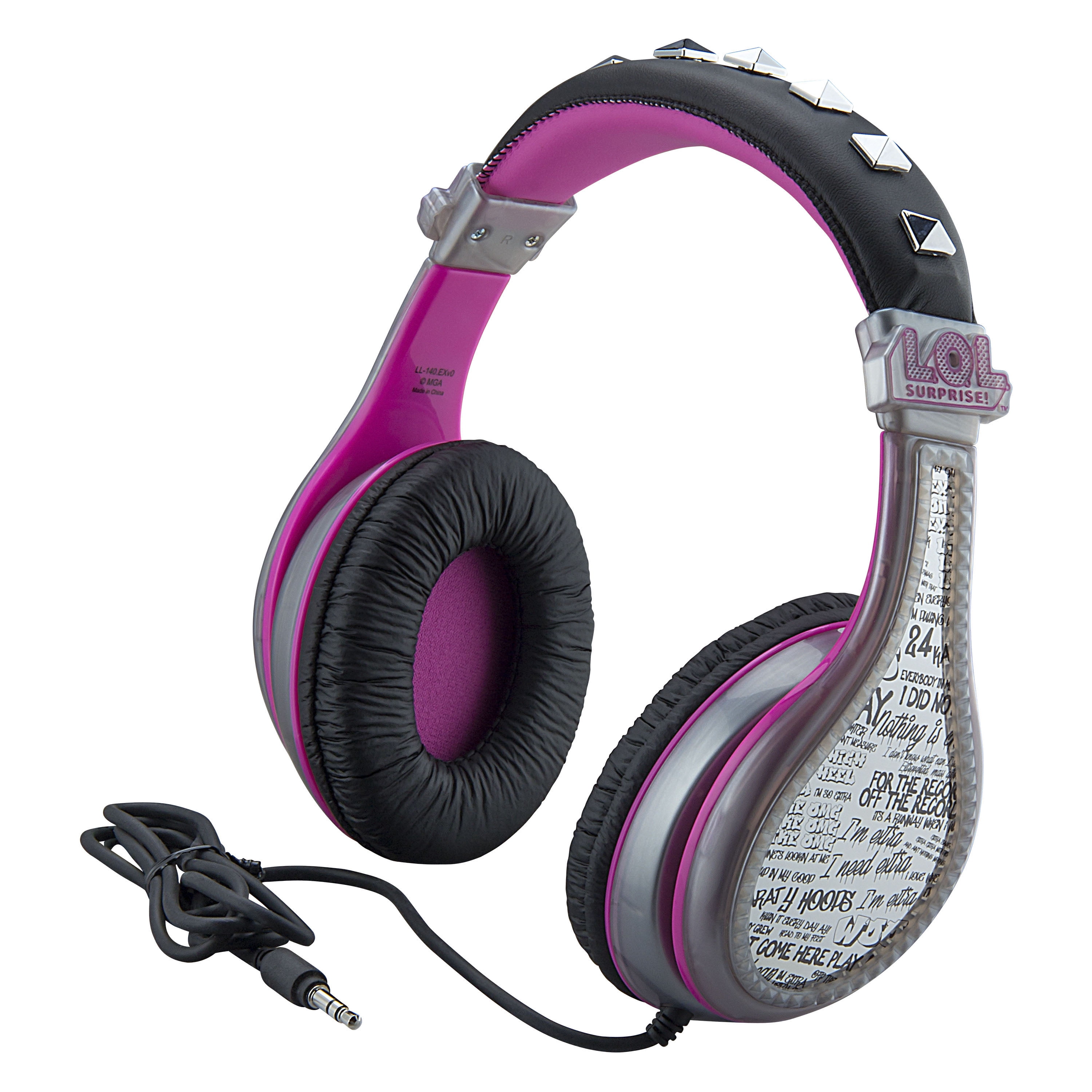 eKids LOL Surprise Wired Headphones for Kids, Tangle Free Stereo Headphones with Parental Volume Control