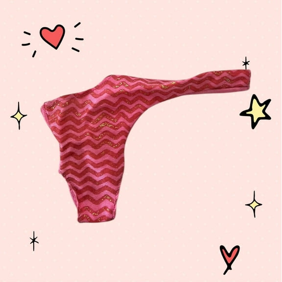 Lol Surprise doll OMG Bartz 1 Sleeve PINK BODYSUit Iridescent Zig Zag Gymnast Leotard Bathing