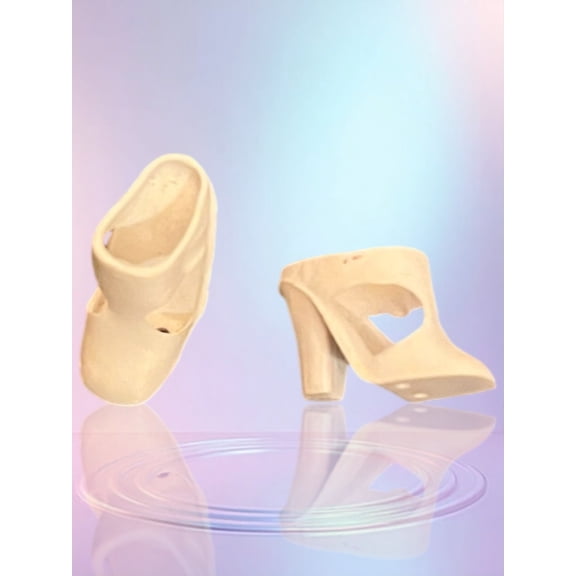 Lol Surprise doll OMG Bartz 1970's Mod White T-Strap Heels Sandals Mules Japan Shoes