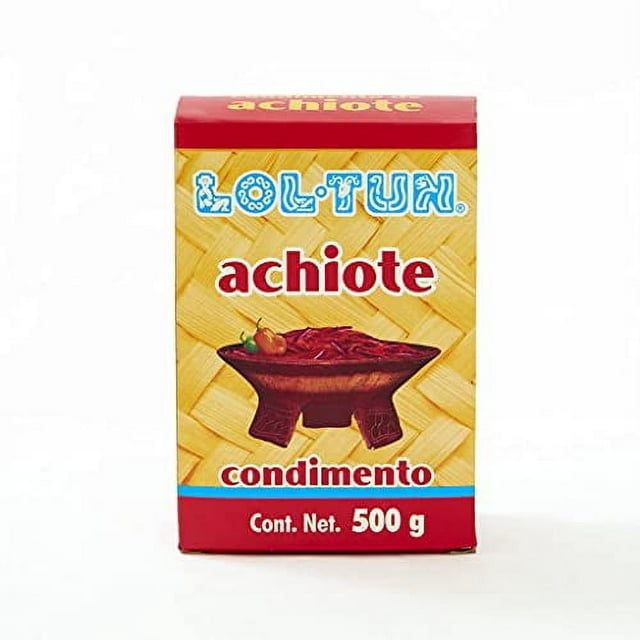 Lol-Tun Achiote Condimento - Box of 500 gr. Natural, Non GMO, Based of Annatto Seeds. Made in Mexico, Perfect for Adding Color and a Mild Flavor in the Soup, Stews and Meats (3 Pack)