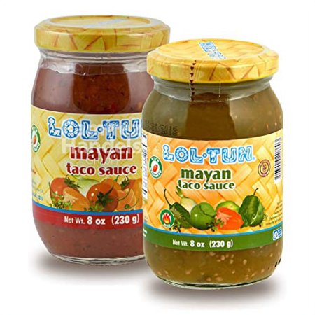 Lol-Tun Hot Sauce Mayan Taco Sauce - Red Mayan Sauce + Green Mayan Sauce