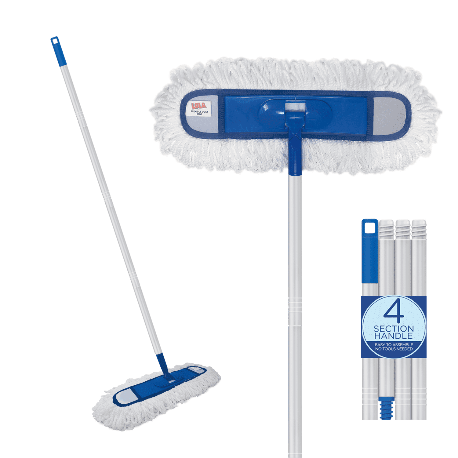 Lola Products LOLA 360 Degree Flexible 18" Dust Mop - Fine Fiber, Washable, Attracts Dust &  Dirt Like a Magnet, has Swivel Hang Cap, 1 Count